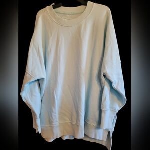 Aerie Oversized Boyfriend Light Blue Distressed Sweatshirt NWT